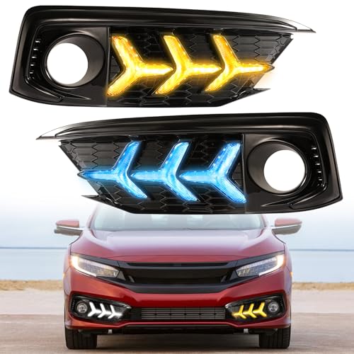 Fog Lights Led Daytime Running Light DRL for Honda Civic 10th Gen 2019 2020 Civic Sedan Coupe LX EX Turn Signal Lights Civic Accessories (CIVIC 2019-2020-Sedan)