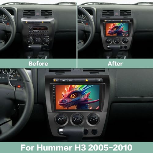 [2G+64G] Car Radio for Hummer H3 2005 2005 2006 2007 2008 2009 2010, Android 13 Touch Screen Hummer H3 Stereo, Carplay/Android Auto/WiFi/SWC/Bluetooth+AHD Backup Camera
