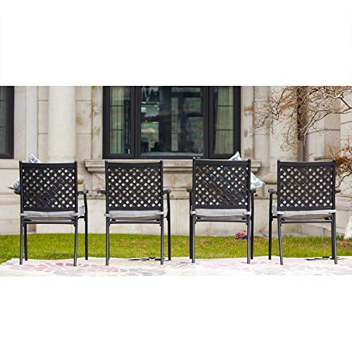 Lokatse Home PF19120-G 4 Piece Outdoor Patio Metal Wrought Iron Dining Chair Set thumb #4