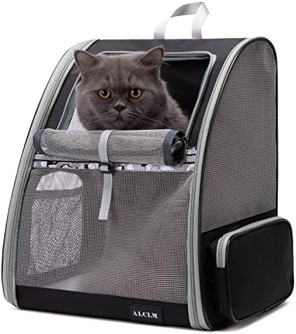 ALCLM Pet Carrier Backpack for Dogs and Cats Backpack,Puppies,Fully Ventilated Mesh,Airline Approved,Designed for Travel, Hiking, Walking & Outdoor Use-Black