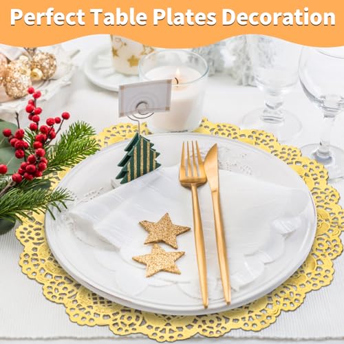 Yeestone Gold Paper Doilies 12 Inch, 50 Pack Disposable Charger Plates, Round Paper Placemats thumb #2