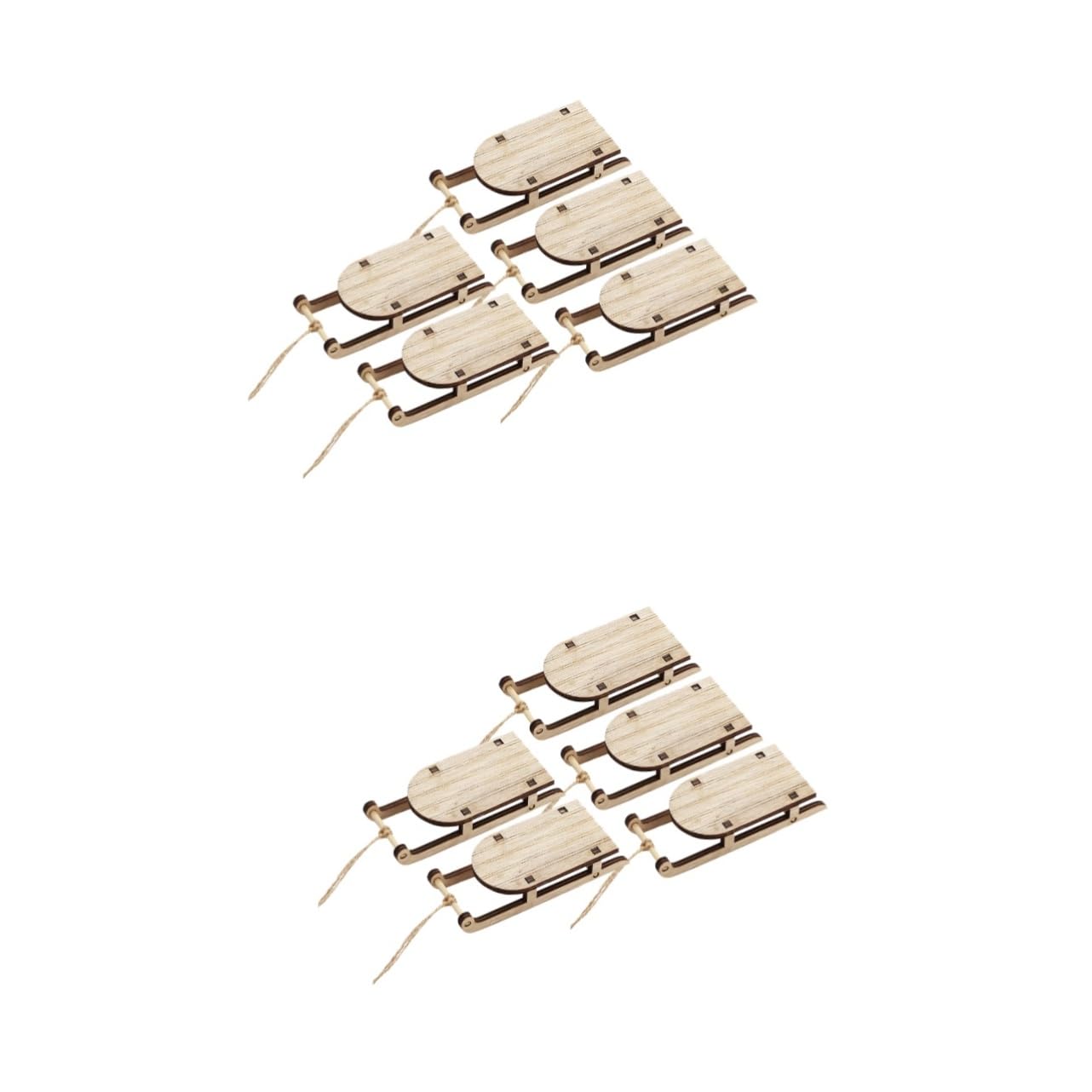 Cabilock 10Pcs Christmas Sleigh Miniature Wooden Sleighs Model Mini Sled Ornament DIY Crafts Tabletop Wood Sleighs Christmas Tree Hanging Decoration