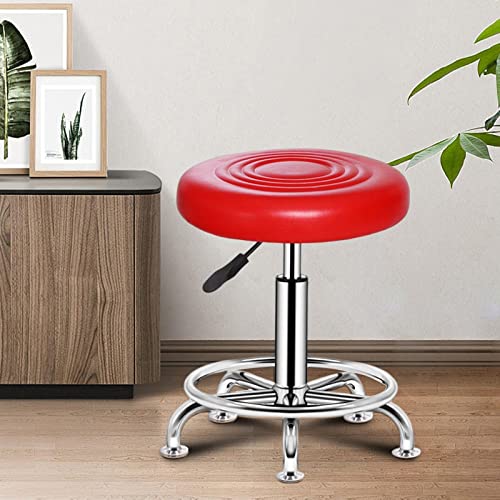 Image of CSS Furniture Adjustable Height Stool (14-18 inches) - Multi-Purpose Red Metal Stool for Kitchen, Office, Doctor, Cafeteria, and Bar Use - Heavy Duty, Modern Design, 1 Pc