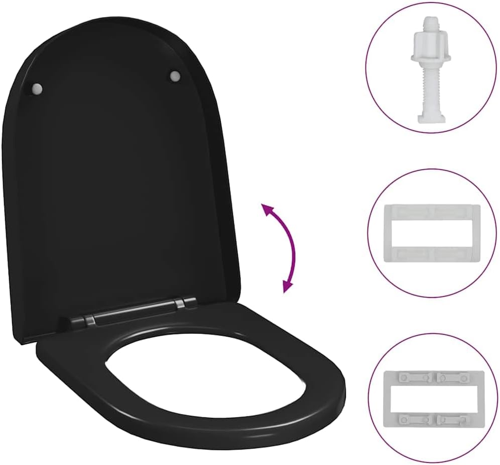 vidaXL polypropylene soft-close toilet seat with quick-release design - Resistant, durable, suitable for standard toilet bowls - Black