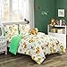 WPM Kids Collection Bedding 4 Piece White Green Safari Forest Jungle Print Twin Size Comforter Set with Sheet Pillow sham and Furry Toy Fun Tiger Monkey Theme Design (Safari Life, Twin Comforter)