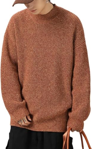 MOLERFO Mens Crewneck Y2k Vintage Sweater Casual Long Sleeve Knitted Pullover Tops Sweaters Winter Fall Outfit