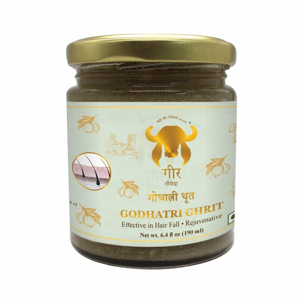 GIR GAUVEDA Godhatri Ghrit Ghee 190 ml | Ayurvédique bon pour la chute des cheveux | Pure et rajeunissante | Gir pur ghee de vache ayurvédique