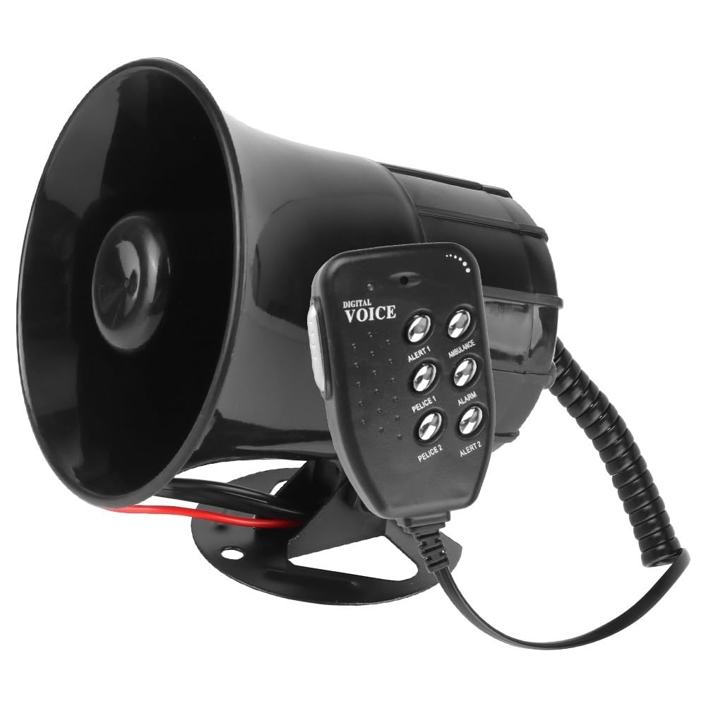 Guidon Audio Amplificateur Alarme D'avertissement De Voiture À 6 Tons, Mégaphone, Sirène Police Aérienne, Haut-Parleur 12V, 100W, Multi-Tons
