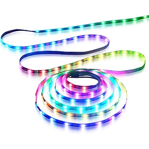 Aclorol WS2812B RGB LED Strip Light 30 Pixels /M Digital Programmable WS2812 Individually Addressable 5M 150 5050 RGB SMD Pixels Dream Color Black PCB 5V Work with Arduino & Raspberry Pi Cover