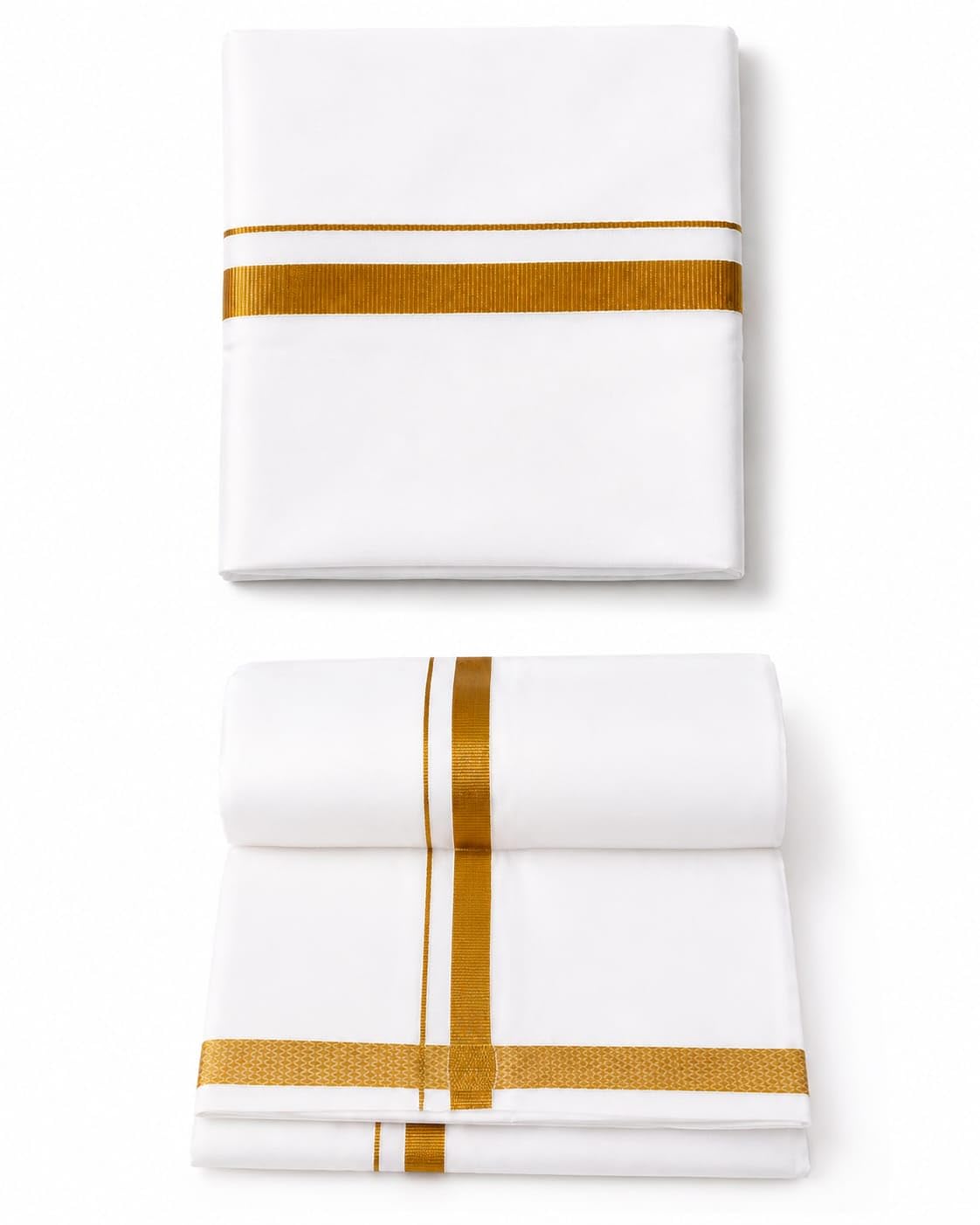 | Men's Single Dhoti 2 Meters White Colour 3/4" Golden Jari.-picture-49