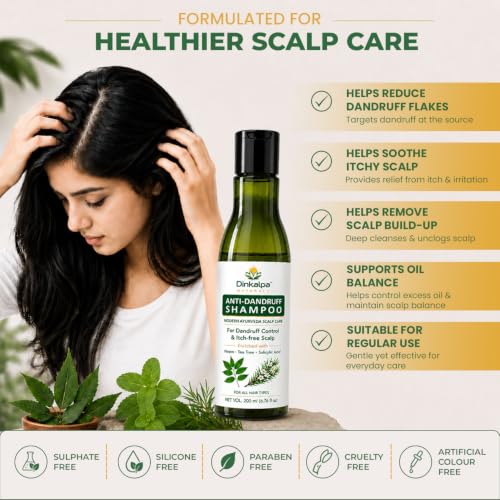 Image of Anti-Dandruff Shampoo with Neem, Tea Tree & Salicylic Acid | Modern Ayurveda Scalp Care | For Dandruff Control & Itch-Free Scalp | Suitable for Men & Women | 200ml