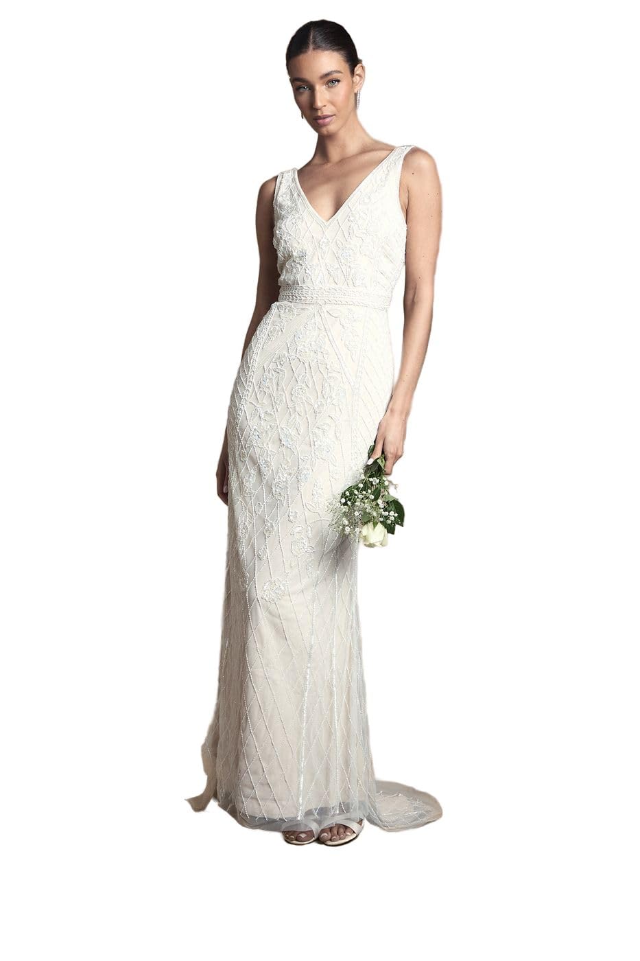 Coast Women's Honoured Plunge Floral Vintage Embellished Wedding Dress in Ivory | Size: 18