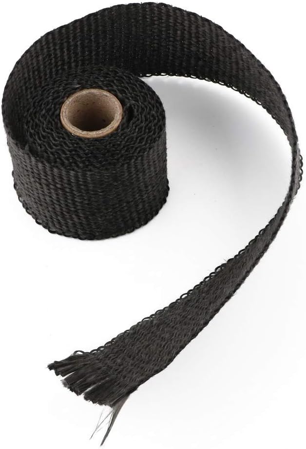 2PCS Exhaust Header Pipe Tape Insulation Tape 50mm X 1.5m Anti-hot Glass Fiber Heat Insulating Wrap(Black)