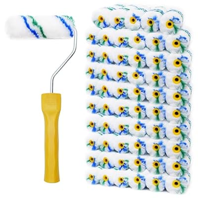 PROFOCON 61 Piece Small Paint Roller Covers Kit,4 inch Mini Paint Roller (1/2 Inch Nap) with Roller Frame,Microfiber Paint Rollers for Painting Walls Contractor