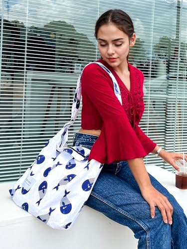 Image of Hobo Crossbody Bag for Women - Large Cotton Tote Shoulder Purse | Adjustable Strap