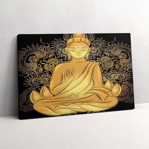 Tableau photo sur toile Bouddha Zen doré 60x40cm pour décoration intérieure
