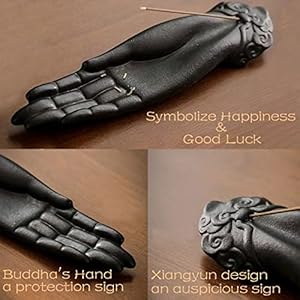 Ceramic Incense Holder for Sticks Incense Burner Holder Zen Decor with Buddha Hand Design Protection from Evil 102 L X 25 W X 12 H