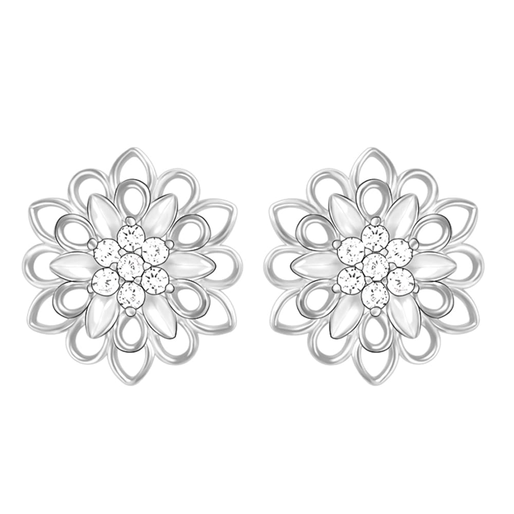 GIVA925 Silver Blooming Flower Stud Earrings| Valentine Gift for Girlfriend Wife Women & Girls | With Certificate of Authenticity and 925 Stamp | 6 Months Warranty*