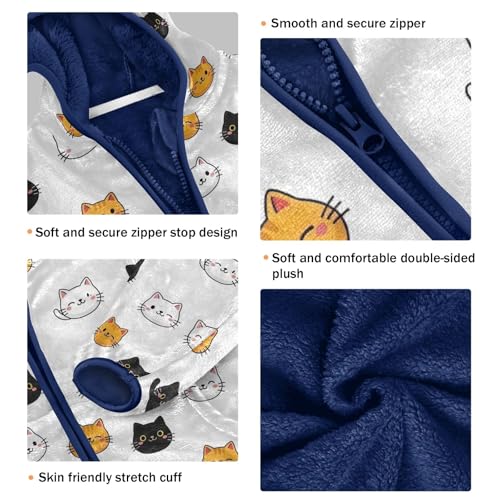 CHIFIGNO Cute Cats White Toddler Boys Winter Coat Thick Fall Jacket for Toddler 3T3