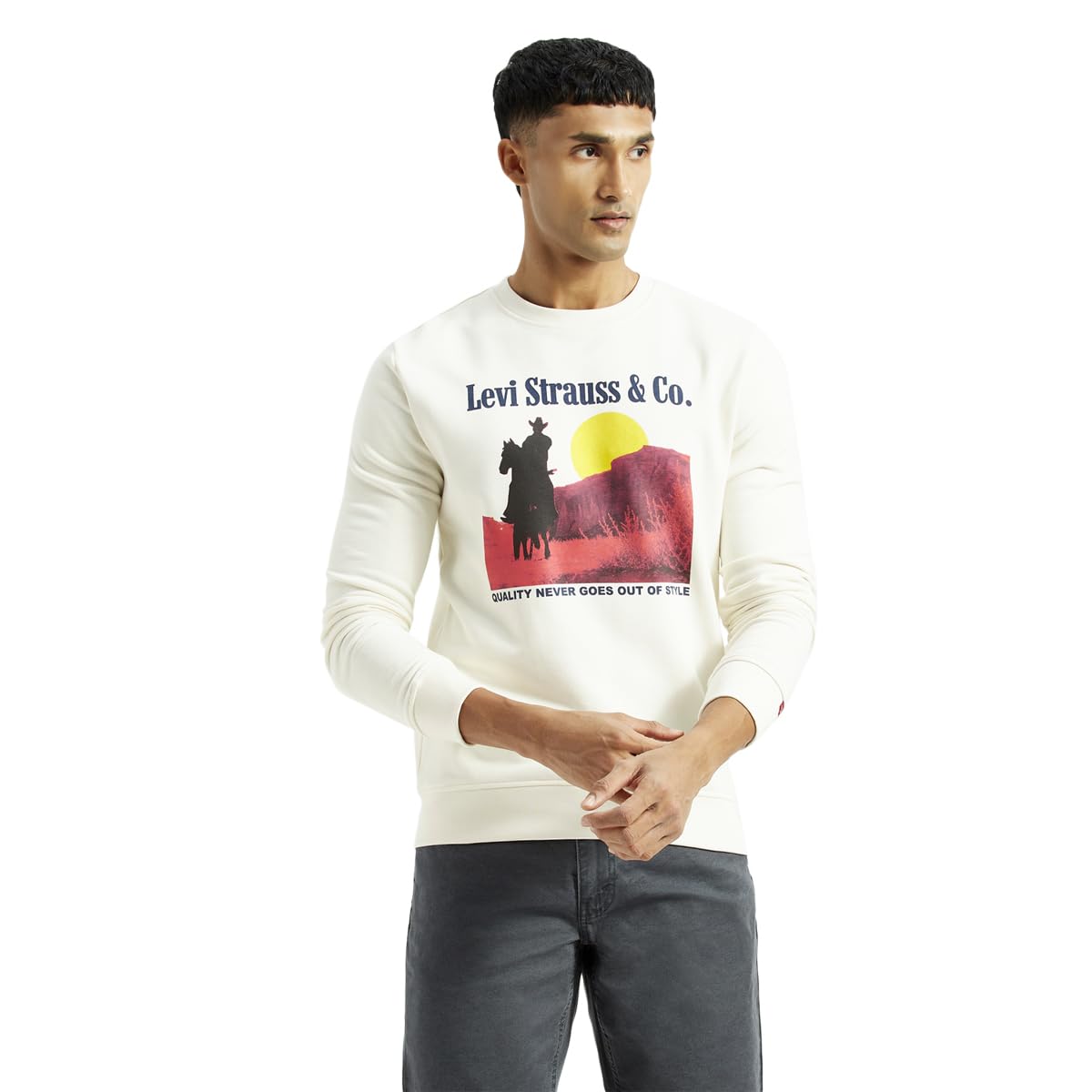 levi's Men's Graphic Print Off-White Slim Fit Sweatshirt-picture-12