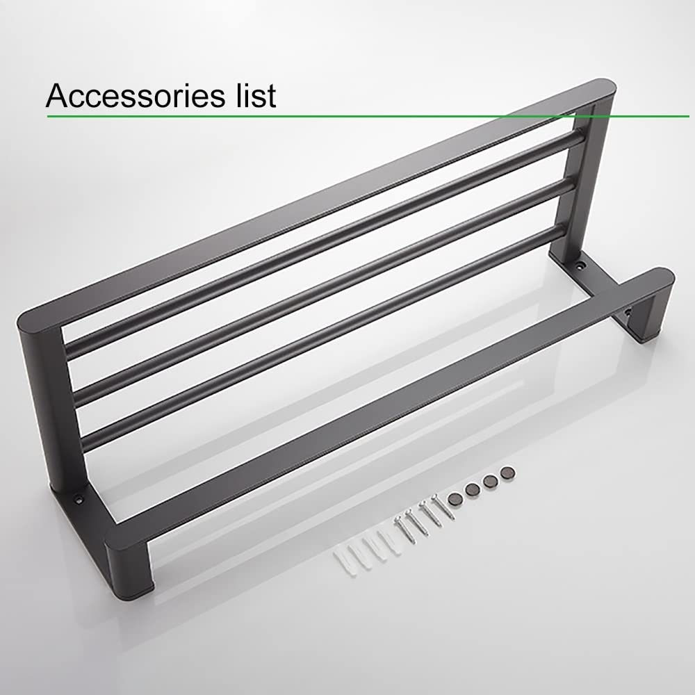 ZELNF Ruimte Aluminium Handdoekenrek Gunmetal Grijs Vaste Beugel Wandmontage Rack Doucherek Opslag Staaf Badkamer Accessoires 40-60 CM (Maat : 49CM