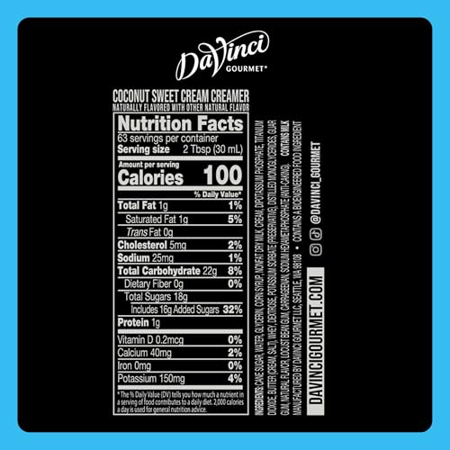 Image of DaVinci Gourmet Coconut Sweet Cream Creamer, 64 Fluid Ounces (Pack of 1)