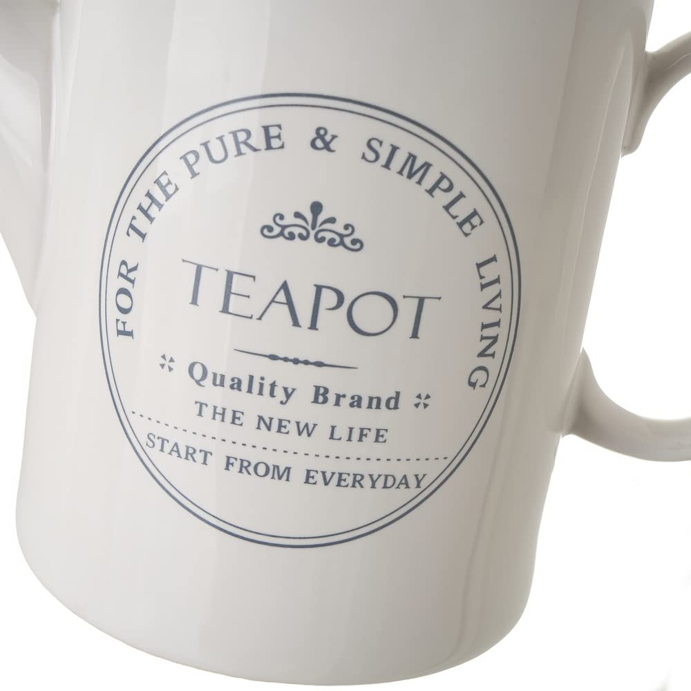Tetera con tapa de stoneware blanco de 1100 ml - LOLAhome
