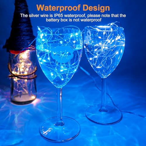 Image of btfarm 6 Pack Fairy Lights Battery Operated [3 Modes], 7ft 20 Led Twinkle Lights String Lights Waterproof Bulk Small Mini Silver Wire for Mason Jars Vases Wedding Table Centerpiece, Blue