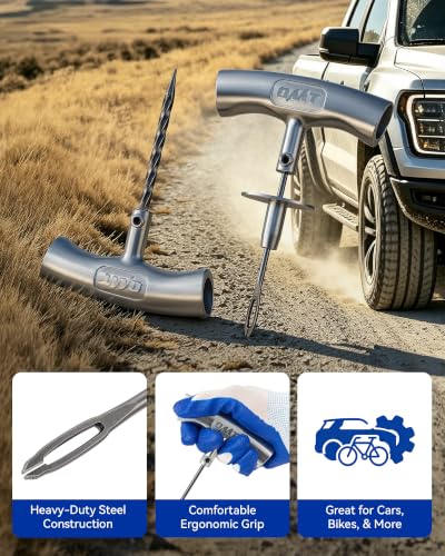 Image of OMT Tire Repair Kit, Tire Plug Kit with Repair Screw, Plug, Pressure Gauge