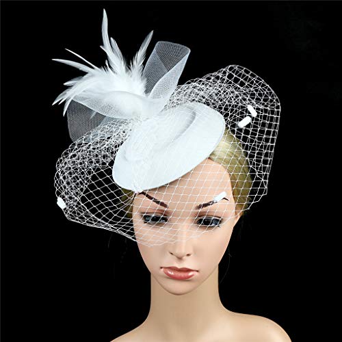 And Tea Pillbox Women Fascinators Headwear Hat For Girls Party Hat Cocktail Headband Head Bands Women (White, One Size) #TOP4