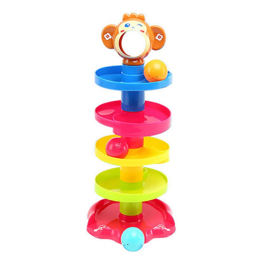 Elyebxj 5 Layers Ball Drop Ramp Toy, Rolling Monkey Tower for Baby Early Education, Drop Go Ramp