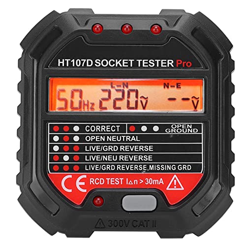 Testeur prise HT107D avec affichage numérique LCD et vérificateur de tension 250V