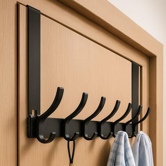La Mejor Selección de Ganchos para abrigos - 5 favoritos. 44 2 pcs Gancho detrás de la puerta, perchero puerta con 12 ganchos, accesorios de baño, no es necesario taladrar, resistente a 20 kg, para colgar abrigos, bolsos y paraguas (negro,...