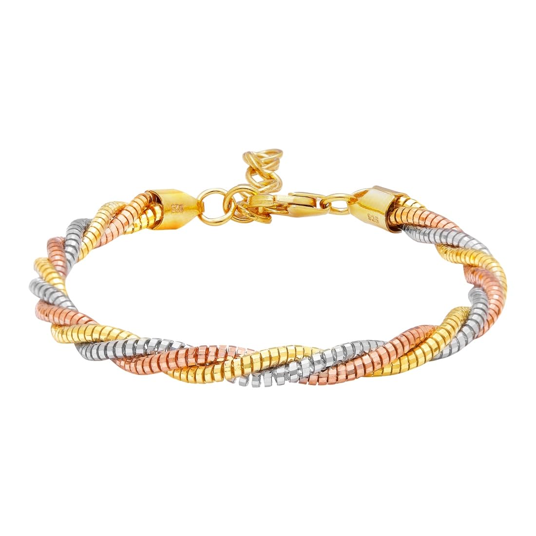 925 Silver Playful Twist TripleTone Rope Chain Bracelet