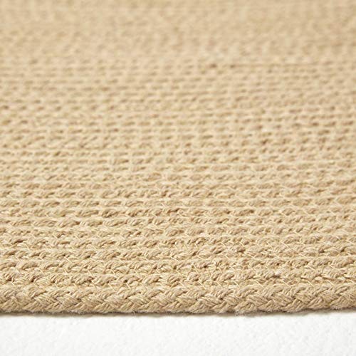 HOMESCAPES Linen Handmade Braided Oval Rug For Bedroom & Living Room Reversible Woven Cotton Small Rug, 60 x 90 cm - Image 4