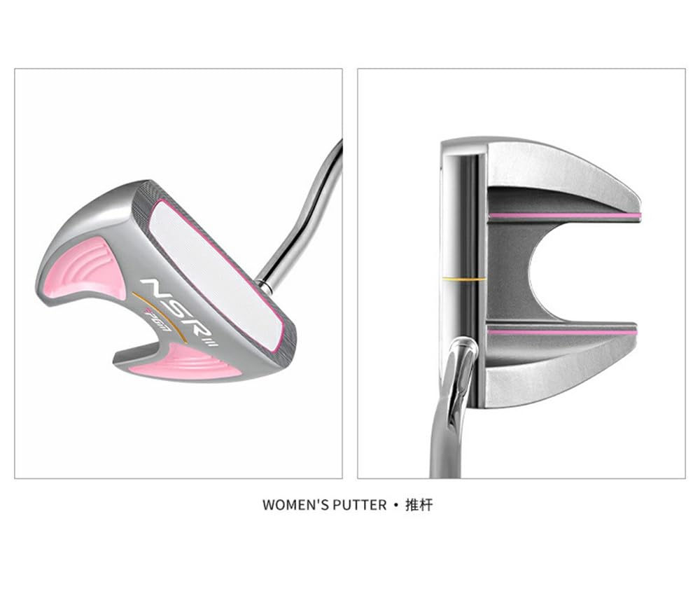 Putter de palos de golf para mujer NSR3 de acero inoxidable rosa para golfistas diestros con cubierta de cabeza de golf