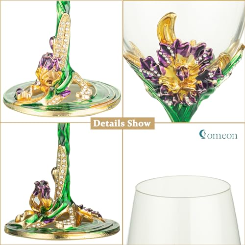 Comeon SLLY590365_6665795 Wine Glasses Crystal Red Wine Glasses Elegant Champagne Glasses Enamels Floral Decorative Goblets thumb #2