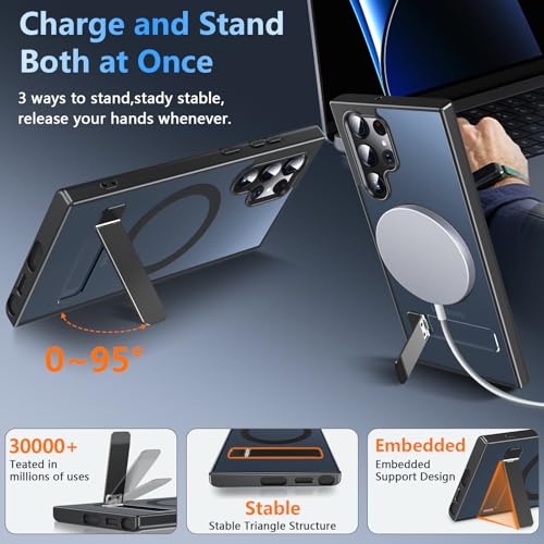 OWKEY for Samsung Galaxy S22 Ultra Case with Stand, Compatible with MagSafe, Magnetic Phone Case Military-Grade Protection Shockproof Matte Cover for Samsung Galaxy S22 Ultra 5G (Black) - image 5