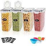 Material de calidad alimentaria: el juego de contenedores de almacenamiento de cereales está hecho de plástico de calidad alimentaria de alta calidad, sin BPA, no contiene sustancias nocivas. Son de gran durabilidad sin grietas, pueden conservar la frescura de los alimentos durante mucho tiempo.