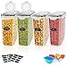 Recipientes para Cereales, 4L*4 Jarras de Almacenamiento de Almacenaje de Plástico Sin BPA con Etiquetas y Cucharas, Botes Cocina de Alimentos Herméticos para Cereales Harina, Pastas, Café