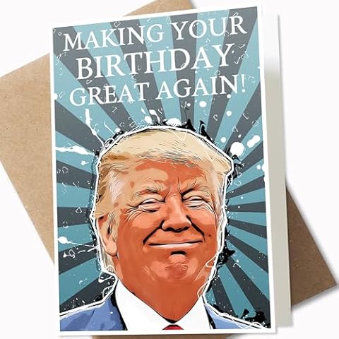 GIFTSFARM Trump Funny Birthday Card for 40th 50th 60th 65th 70th 75th 80th, Trump Gifts Merch, Trump Birthday Gifts for Women Her Him Men, Trump Merchandise 2024 (5 x 7 Inch Card with Kraft Envelope) Cover