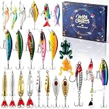 Dcyzenith Fishing Advent Calendar 2026 Fishing Lure Advent Calendar 24 Days Christmas Countdown Xmas Gifts for Adult Men Teens