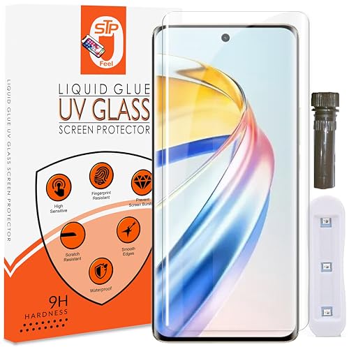 Image of STP FEEL (Pack of 1 Premium Curved UV Tempered Glass for Oppo Reno 10 (6.7 Inch) Advanced Border Less Full Screen Coverage Screen Protector Guard with Installation Kit
