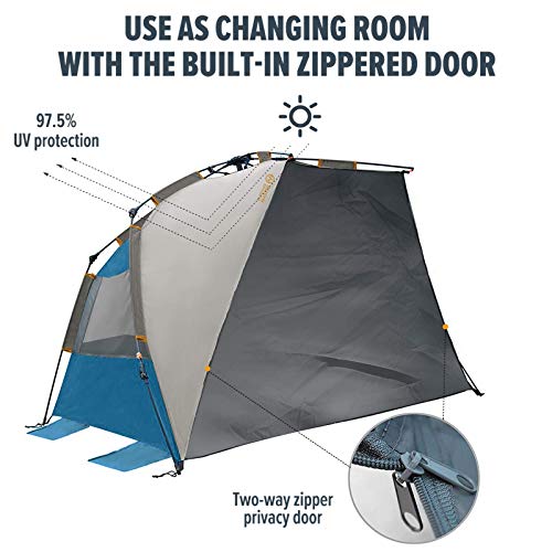OutdoorMaster Beach Tent for 3-4 Person - Easy Setup and Portable Beach Shade Sun Shelter Canopy with UPF 50+ UV Protection Removable Skylight Family Size - Image 3
