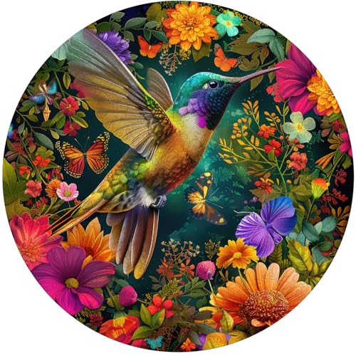 Rompecabezas de madera Delobil para adultos, rompecabezas de colibrí de madera de 200 piezas, rompecabezas jigsaw con forma única de ave, regalos creativos para cumpleaños, juegos familiares divertidos y desafiantes, 11,2 x 11,2 pulgadas miniatura 1