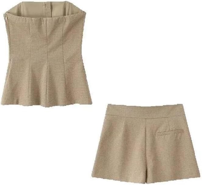 REHJJDFD Women's Strapless Corset Tube Top and High Waist Shorts 2 Piece Party Outfit