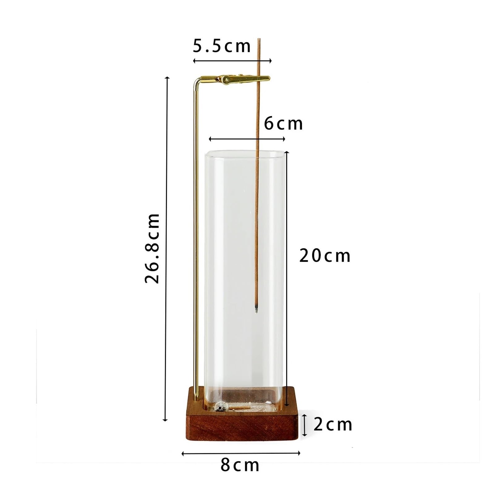 1Pcs Incense Holder for Sticks with Glass Ash Catcher Anti-Ash Flying Burner for Yoga Home Decor für Meditation/Yoga