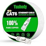 Yauhody CAT 6 Ethernet Cable 6m White Network Cable High Speed CAT6 Ethernet Patch Leads Lan Cable CAT6 Gigabit Internet LAN Patch Cable for TV Gaming Router(6m White)