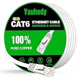Yauhody CAT 6 Ethernet-Kabel 6m weißes Netzwerkkabel Hochgeschwindigkeits-CAT6-Ethernet-Patchkabel LAN-Kabel CAT6 Gigabit-Internet-LAN-Patchkabel für TV, Gaming, Router (6m,weiß)