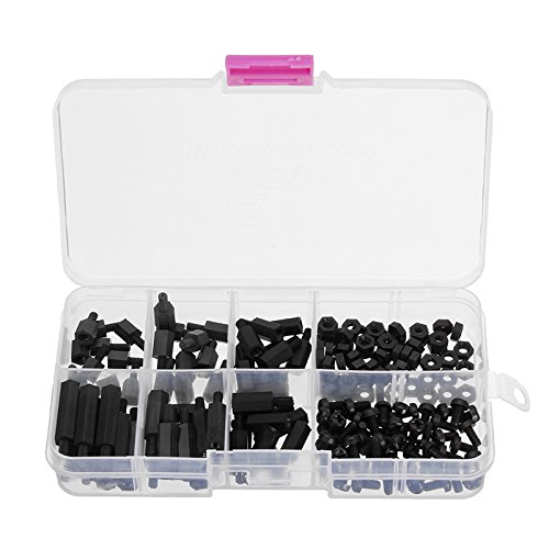 KINGDUORjxhobby 180Pcs M3 Nylon Spacer Screw Nut Assorted Kit With Box